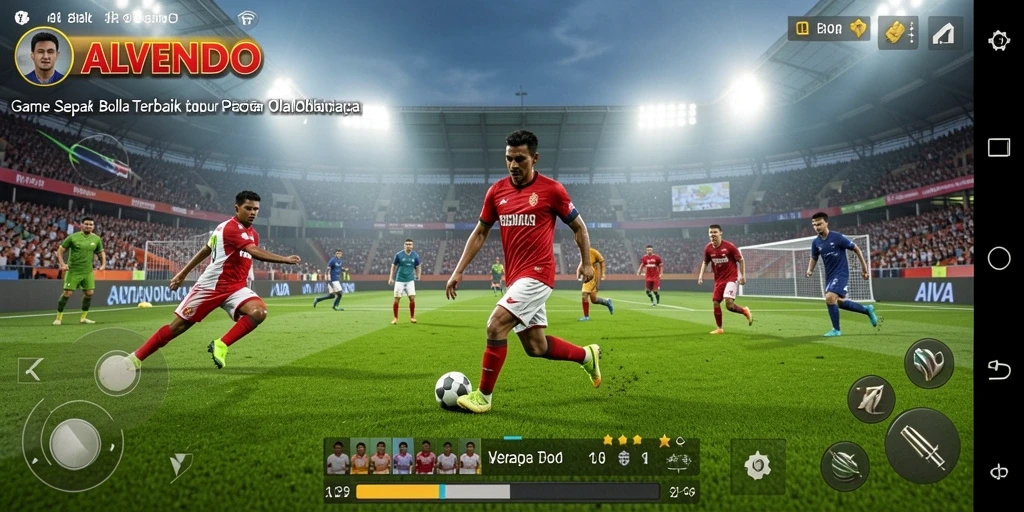 Tangkapan layar gameplay menampilkan aksi seru dalam permainan sepak bola.