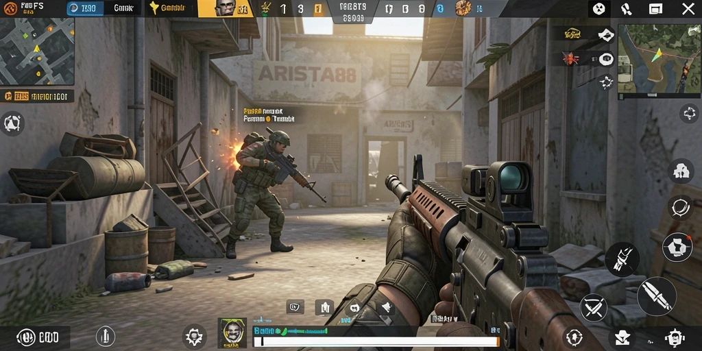 Gameplay mendebarkan dalam ARISTA88 dengan aksi tembak-menembak.
