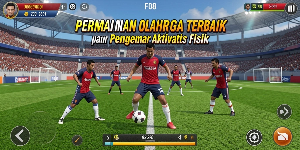 Screenshot F08 menampilkan gameplay olahraga yang dinamis dan seru.