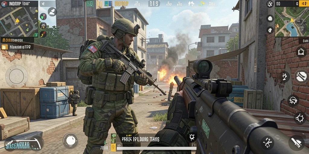 Tampilan gameplay seru dari INDORP menunjukkan aksi pertempuran yang intens.