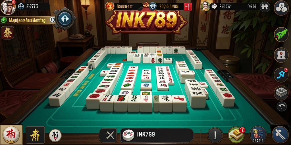 Tangkapan layar utama INK789 menampilkan gameplay Mahjong yang dinamis.