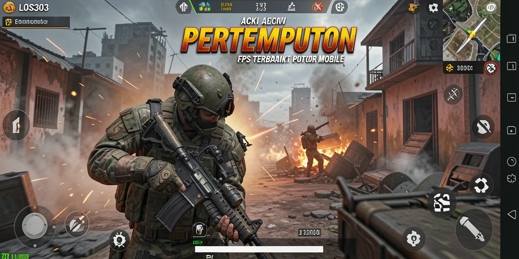Tampilan screenshot gameplay menampilkan aksi intense dalam pertempuran FPS.