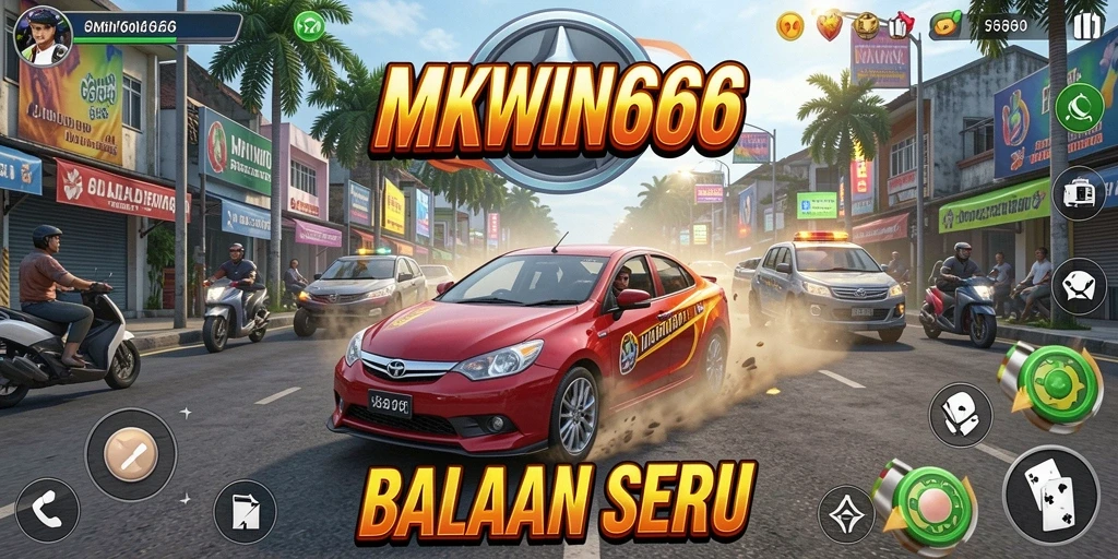 Gameplay seru di <strong>MKWIN666</strong> dengan mobil balap di lintasan.