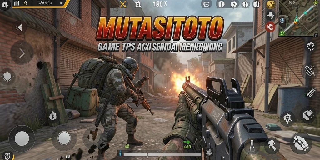Tangkapan layar utama MUTASITOTO menunjukkan aksi intens dalam pertempuran TPS.
