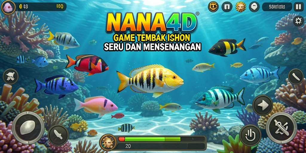 Gameplay seru NANA4D dengan banyak ikan untuk ditangkap.
