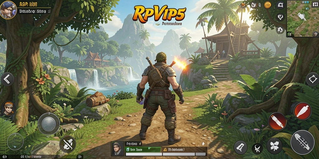 Tampilan gameplay RPVIP5 di dunia terbuka yang luas.