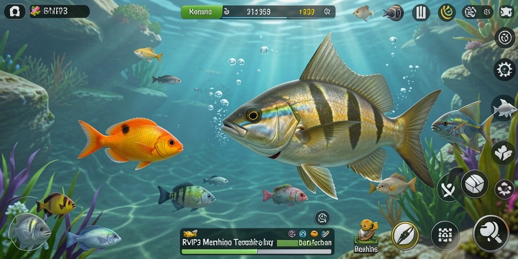 Tampilan gameplay RVIP3 yang menampilkan suasana memancing yang seru.