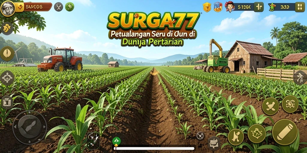 Tangkapan layar utama permainan SURGA77 saat mengelola ladang pertanian.